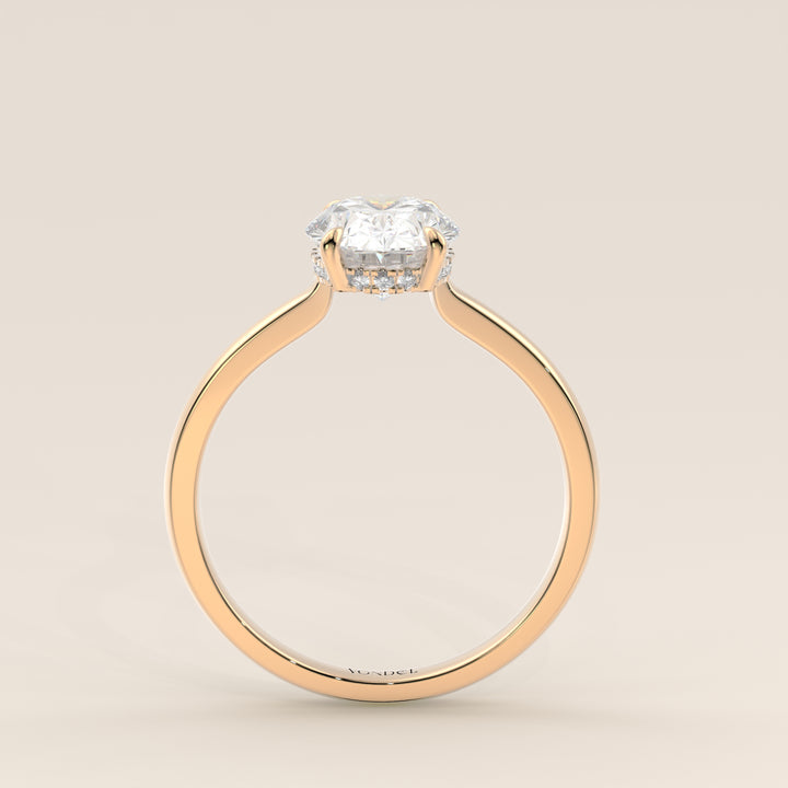 Katy - Oval Lab Grown Diamond Ring with Hidden Halo and Open Bridge Setting