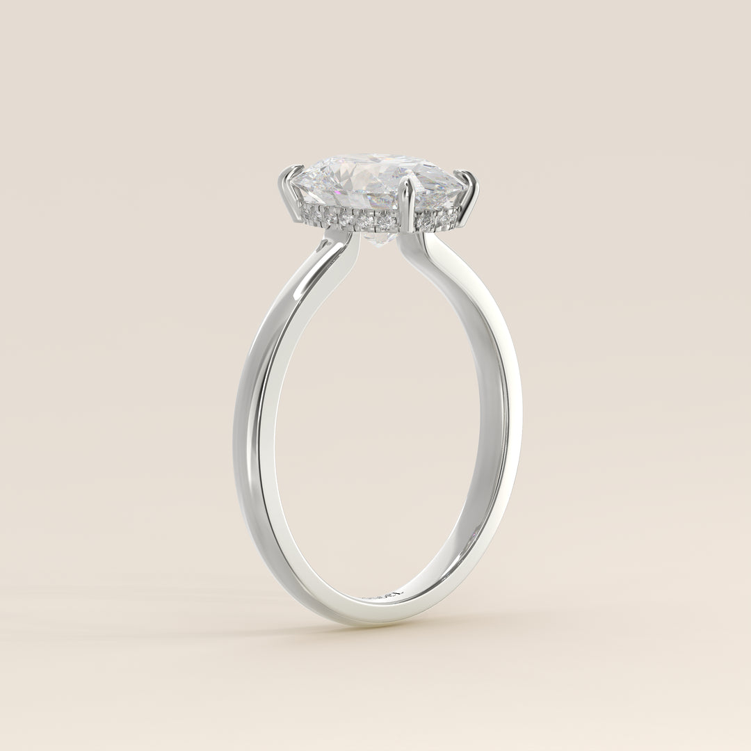 Katy - Oval Lab Grown Diamond Ring with Hidden Halo and Open Bridge Setting