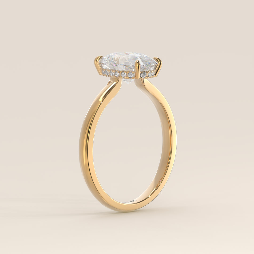 Katy - Oval Lab Grown Diamond Ring with Hidden Halo and Open Bridge Setting
