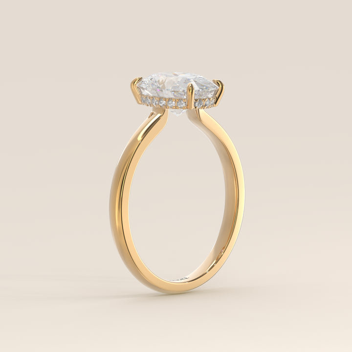 Katy - Oval Lab Grown Diamond Ring with Hidden Halo and Open Bridge Setting