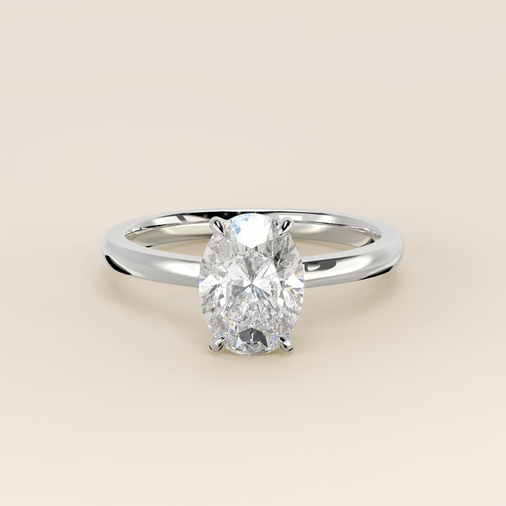 Katy - Oval Lab Grown Diamond Ring with Hidden Halo and Open Bridge Setting