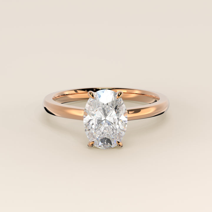 Katy - Oval Lab Grown Diamond Ring with Hidden Halo and Open Bridge Setting
