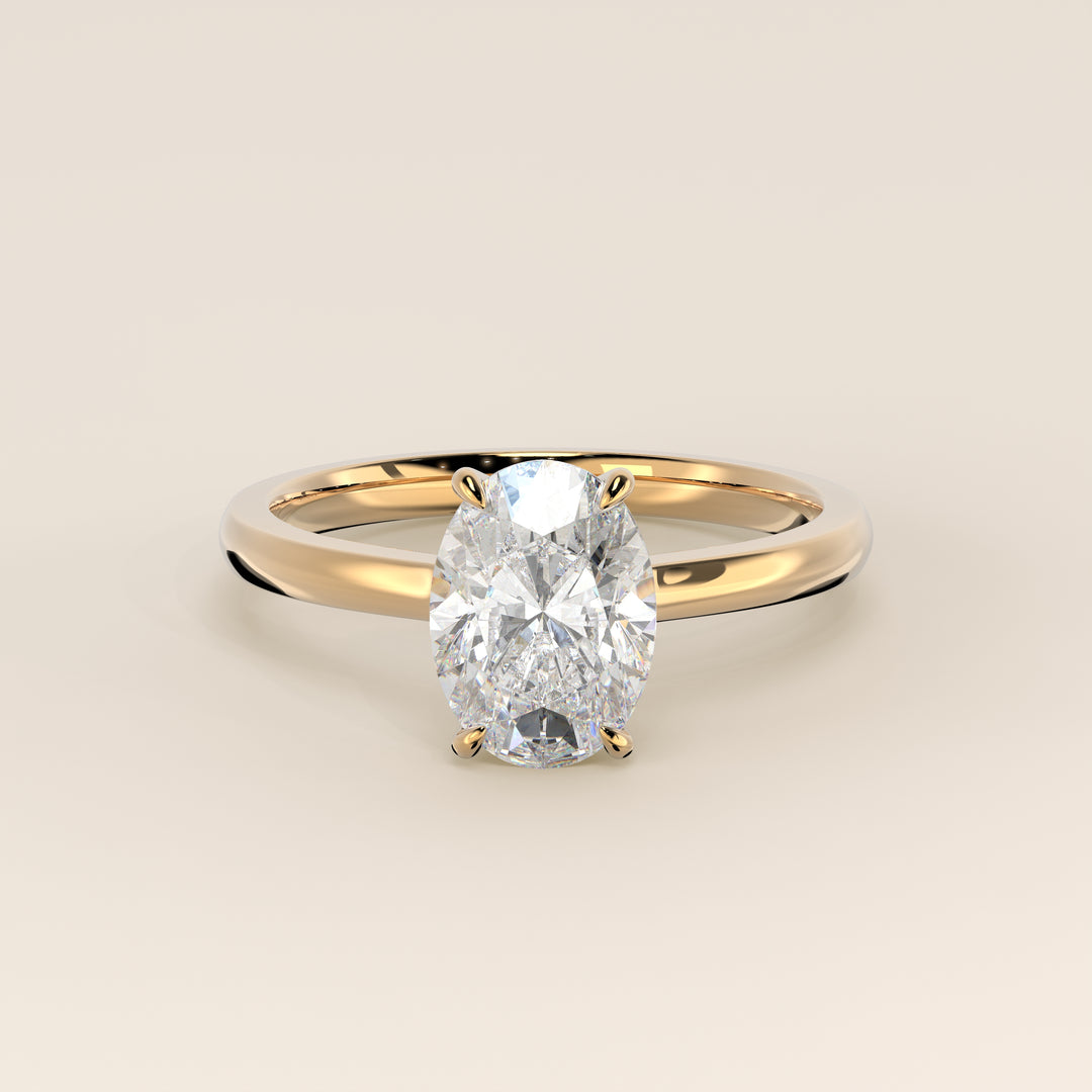 Katy - Oval Lab Grown Diamond Ring with Hidden Halo and Open Bridge Setting