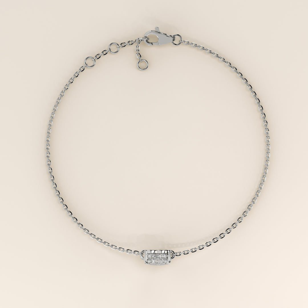 Gina - Heart Lab Grown Diamond Chain Bracelet with Hidden Halo