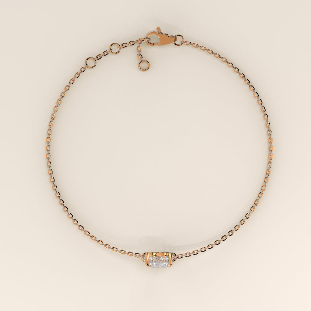 Gina - Heart Lab Grown Diamond Chain Bracelet with Hidden Halo