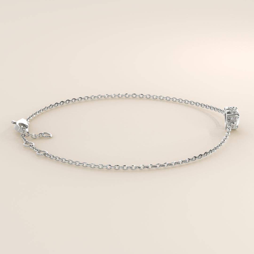 Gina - Heart Lab Grown Diamond Chain Bracelet with Hidden Halo