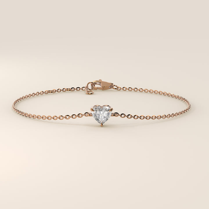 Gina - Heart Lab Grown Diamond Chain Bracelet with Hidden Halo