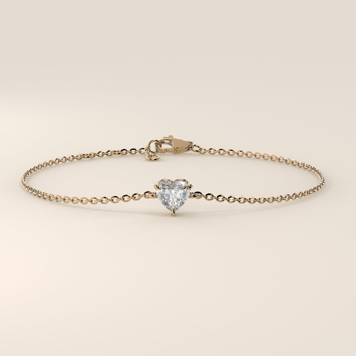 Gina - Heart Lab Grown Diamond Chain Bracelet with Hidden Halo