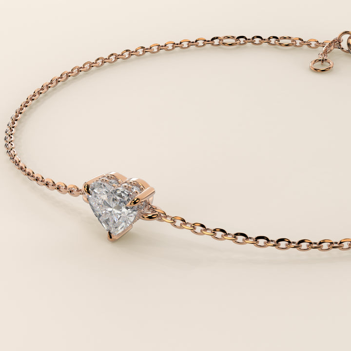 Gina - Heart Lab Grown Diamond Chain Bracelet with Hidden Halo