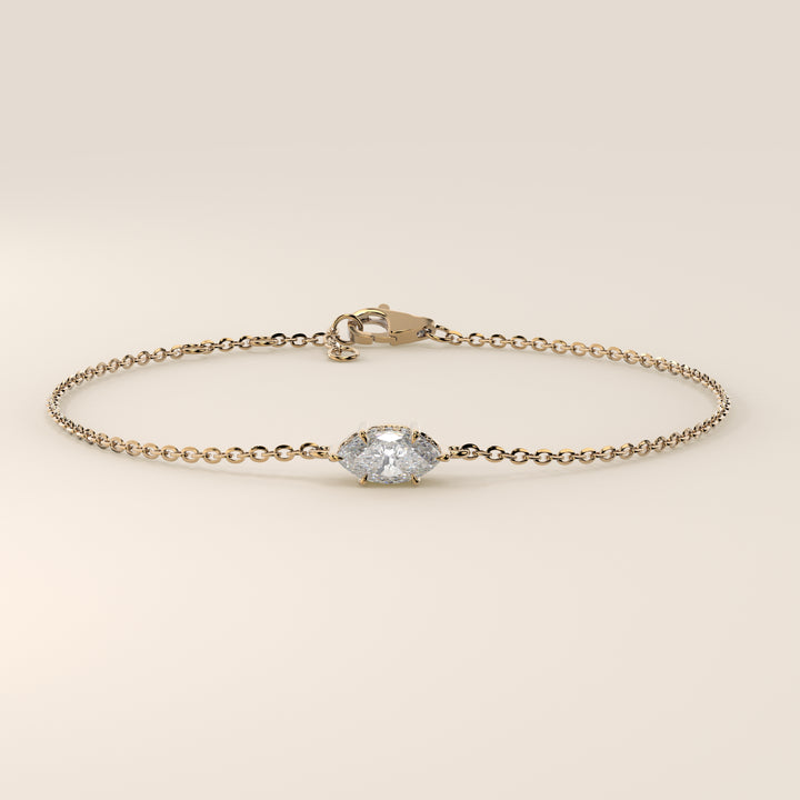 Gina - Marquise East West Lab Grown Diamond Chain Bracelet with Hidden Halo