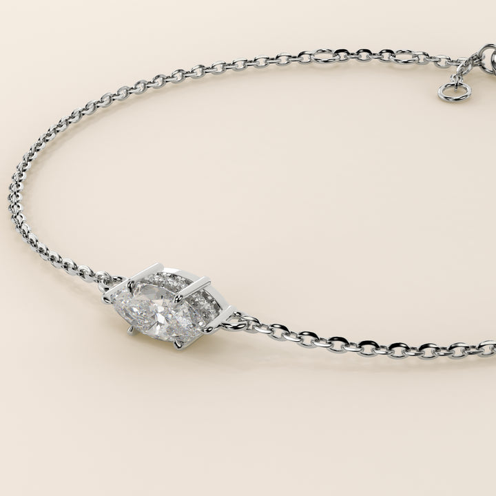 Gina - Marquise East West Lab Grown Diamond Chain Bracelet with Hidden Halo