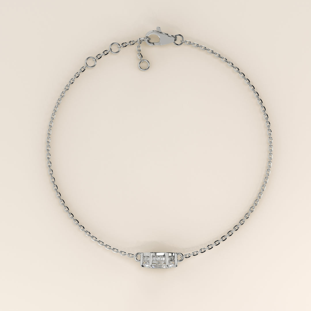 Gina - Marquise East West Lab Grown Diamond Chain Bracelet with Hidden Halo