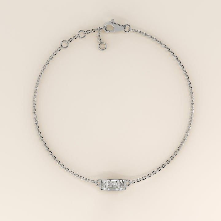 Gina - Marquise East West Lab Grown Diamond Chain Bracelet with Hidden Halo
