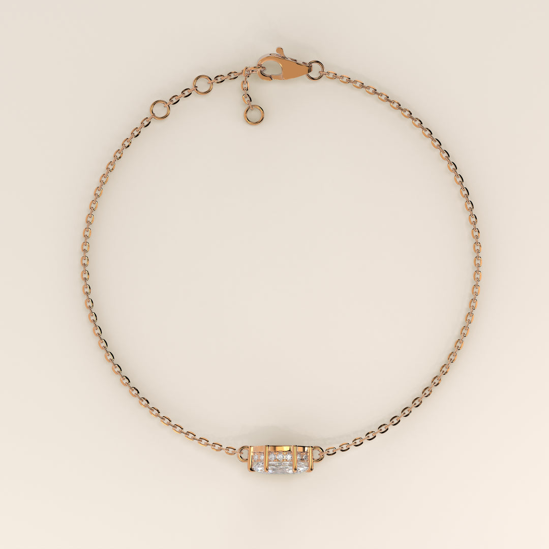 Gina - Marquise East West Lab Grown Diamond Chain Bracelet with Hidden Halo