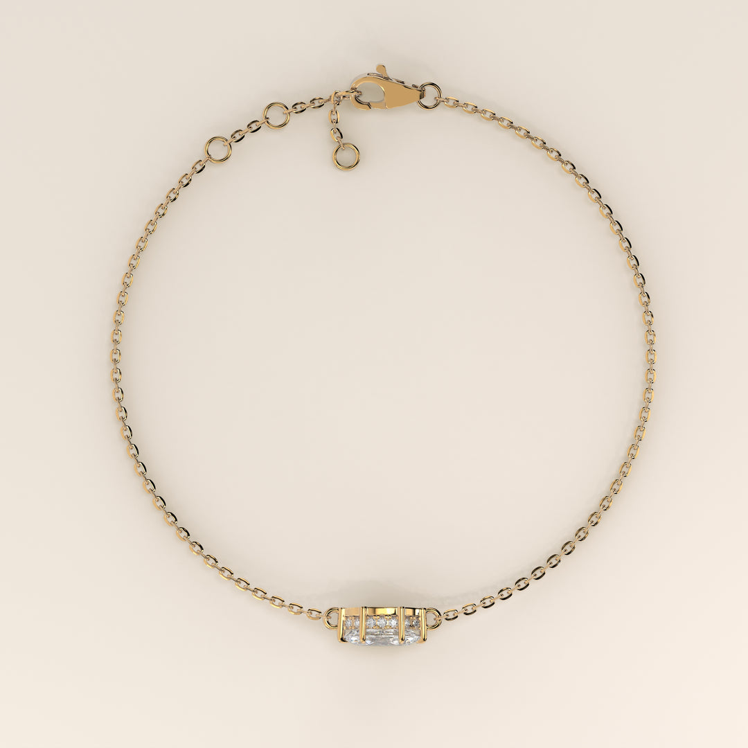 Gina - Marquise East West Lab Grown Diamond Chain Bracelet with Hidden Halo