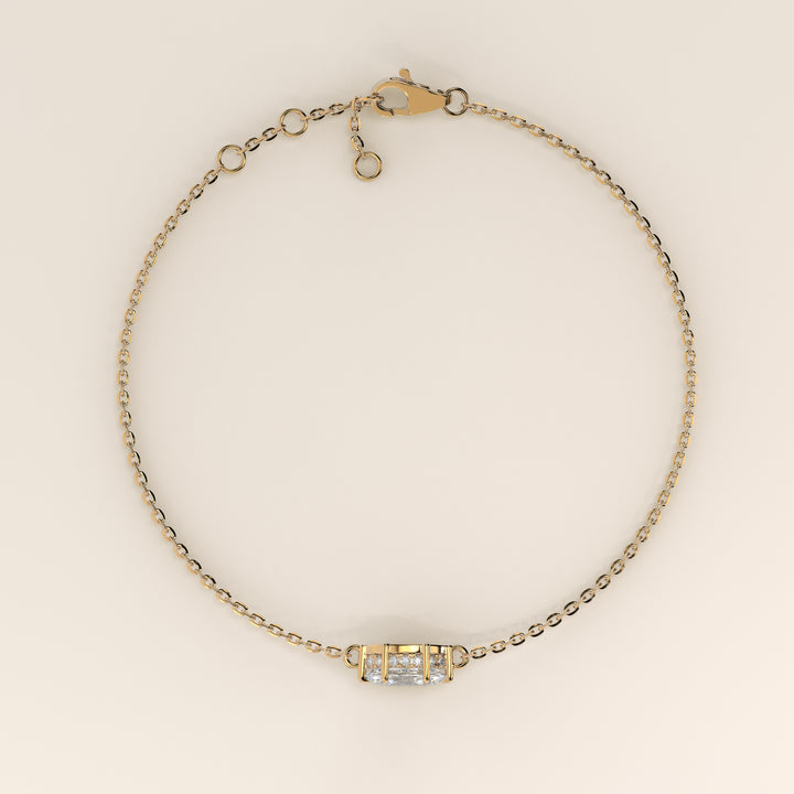 Gina - Marquise East West Lab Grown Diamond Chain Bracelet with Hidden Halo