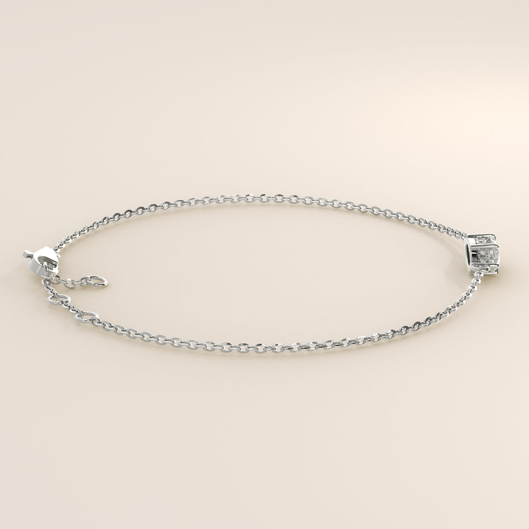 Gina - Marquise East West Lab Grown Diamond Chain Bracelet with Hidden Halo