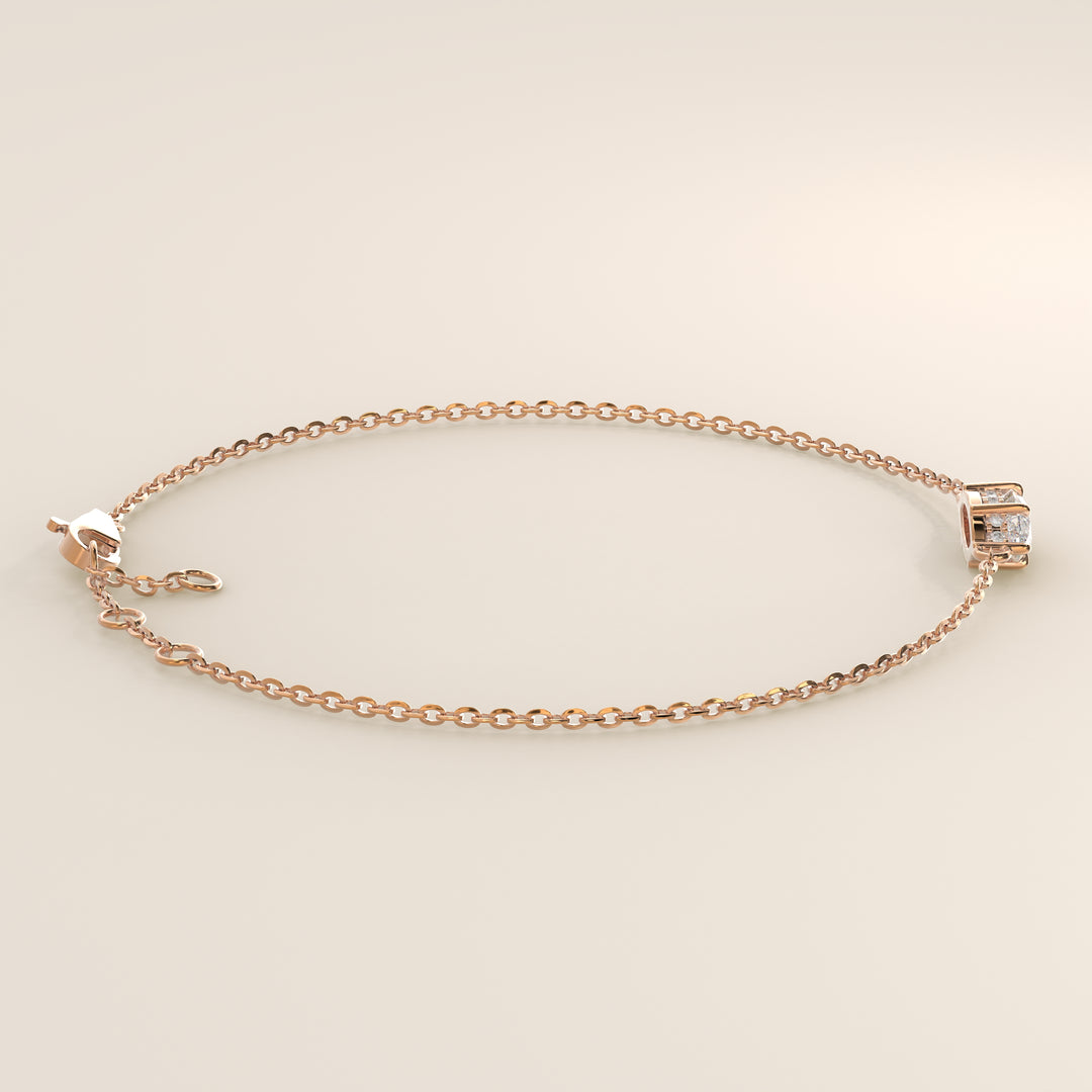 Gina - Marquise East West Lab Grown Diamond Chain Bracelet with Hidden Halo
