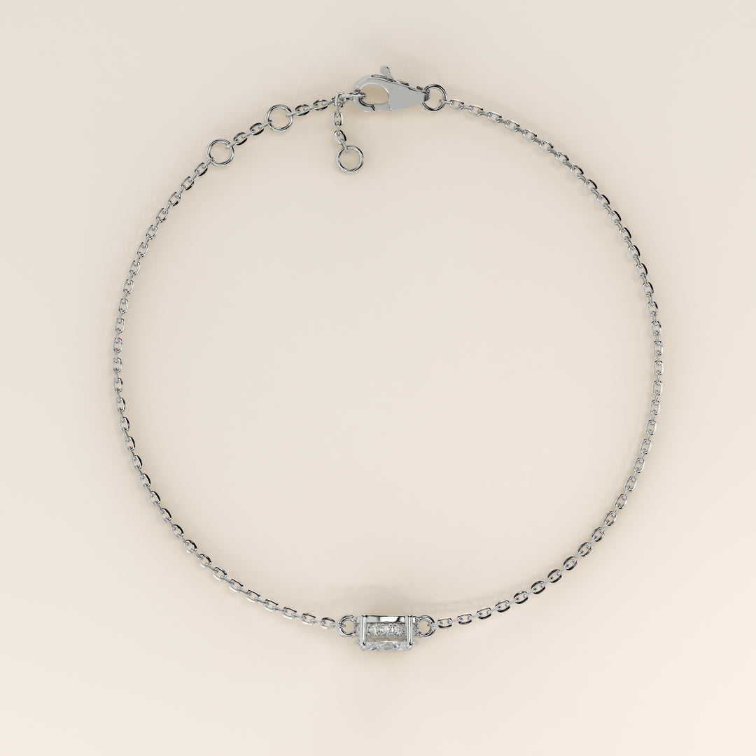 Gina - Oval East West Lab Grown Diamond Chain Bracelet with Hidden Halo