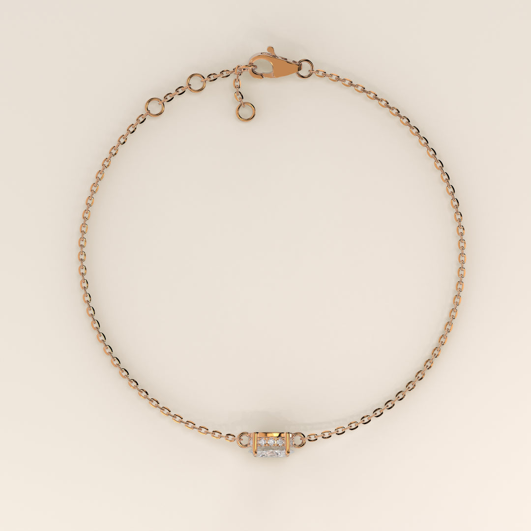 Gina - Oval East West Lab Grown Diamond Chain Bracelet with Hidden Halo