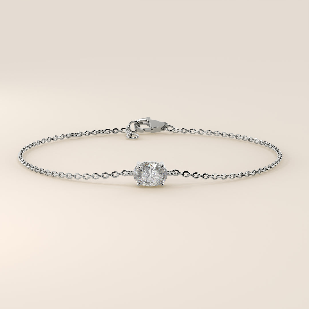 Gina - Oval East West Lab Grown Diamond Chain Bracelet with Hidden Halo