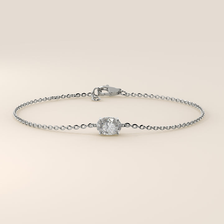 Gina - Oval East West Lab Grown Diamond Chain Bracelet with Hidden Halo