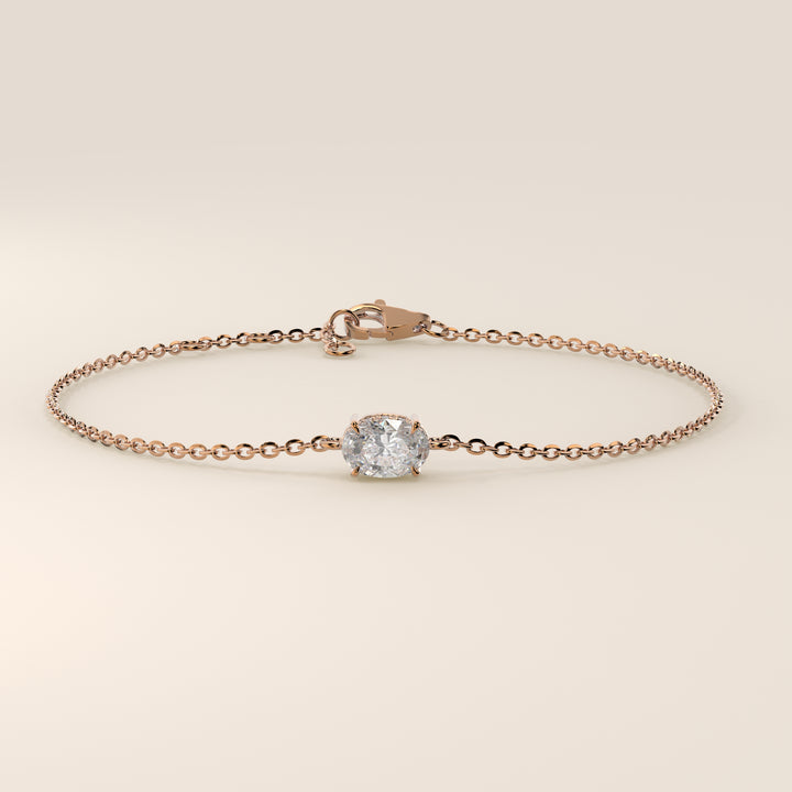 Gina - Oval East West Lab Grown Diamond Chain Bracelet with Hidden Halo
