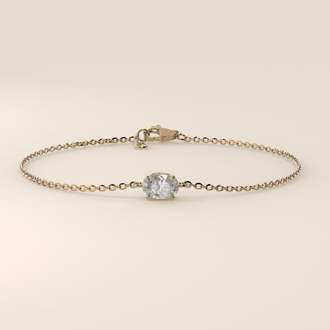 Gina - Oval East West Lab Grown Diamond Chain Bracelet with Hidden Halo
