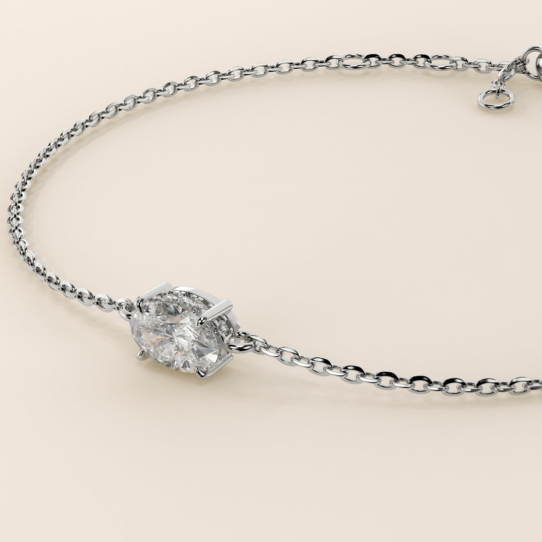 Gina - Oval East West Lab Grown Diamond Chain Bracelet with Hidden Halo