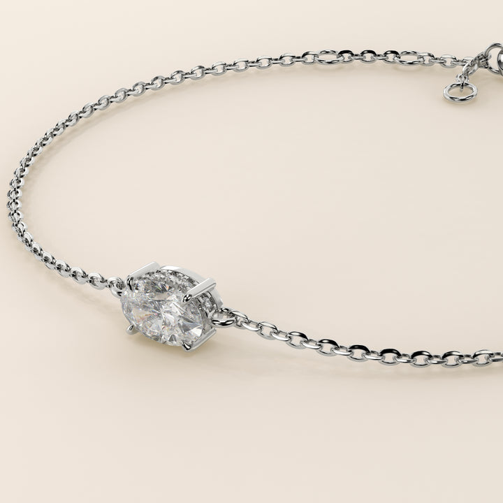 Gina - Oval East West Lab Grown Diamond Chain Bracelet with Hidden Halo