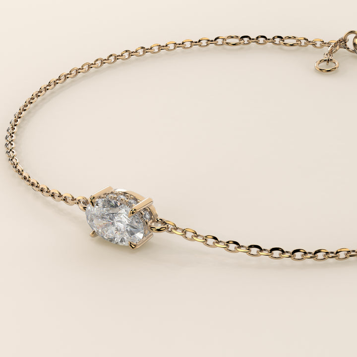Gina - Oval East West Lab Grown Diamond Chain Bracelet with Hidden Halo