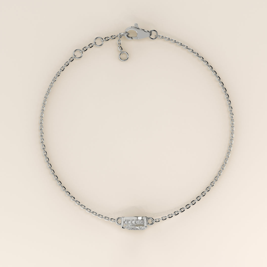 Gina - Pear East West Lab Grown Diamond Chain Bracelet with Hidden Halo