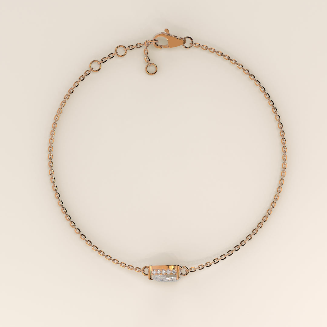 Gina - Pear East West Lab Grown Diamond Chain Bracelet with Hidden Halo