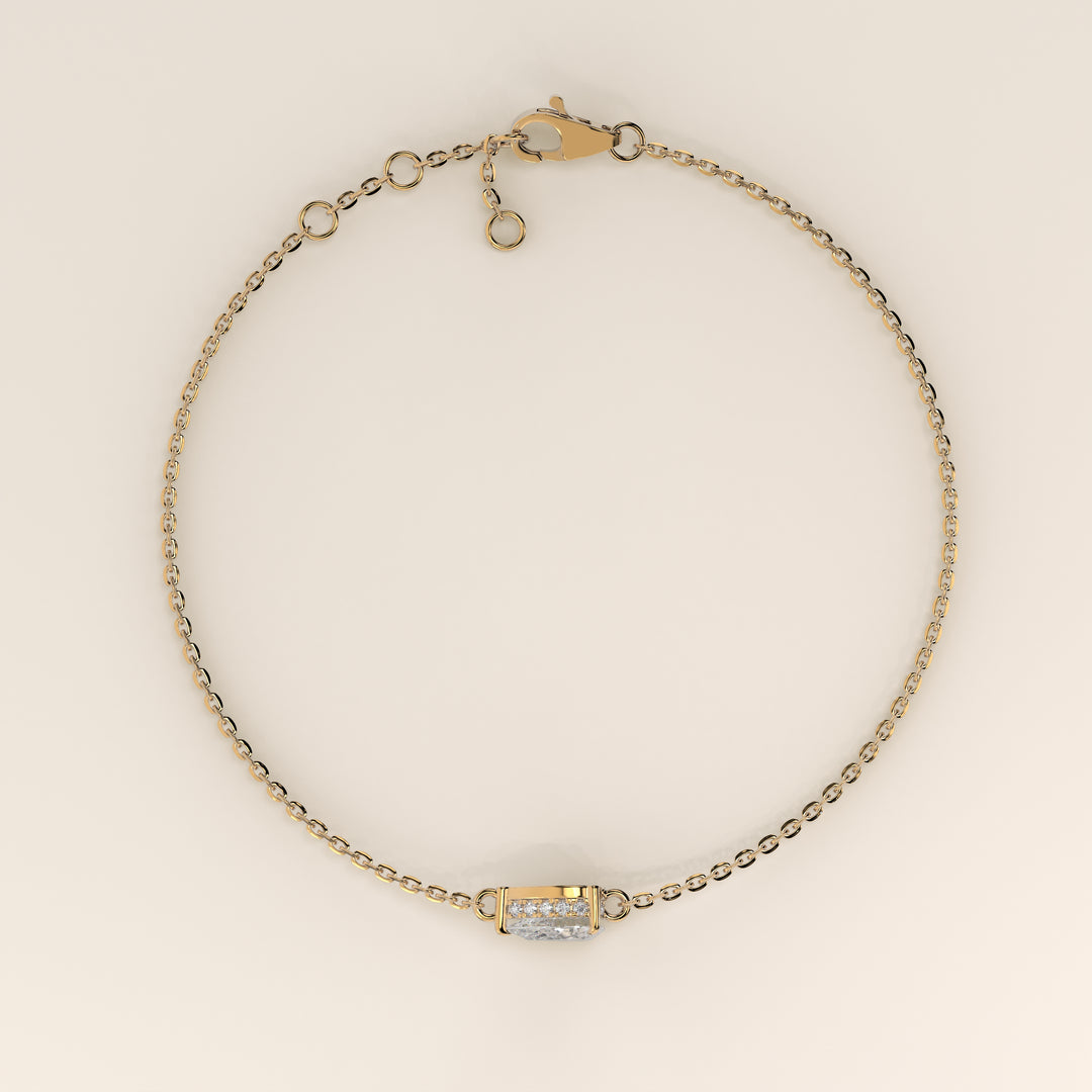 Gina - Pear East West Lab Grown Diamond Chain Bracelet with Hidden Halo