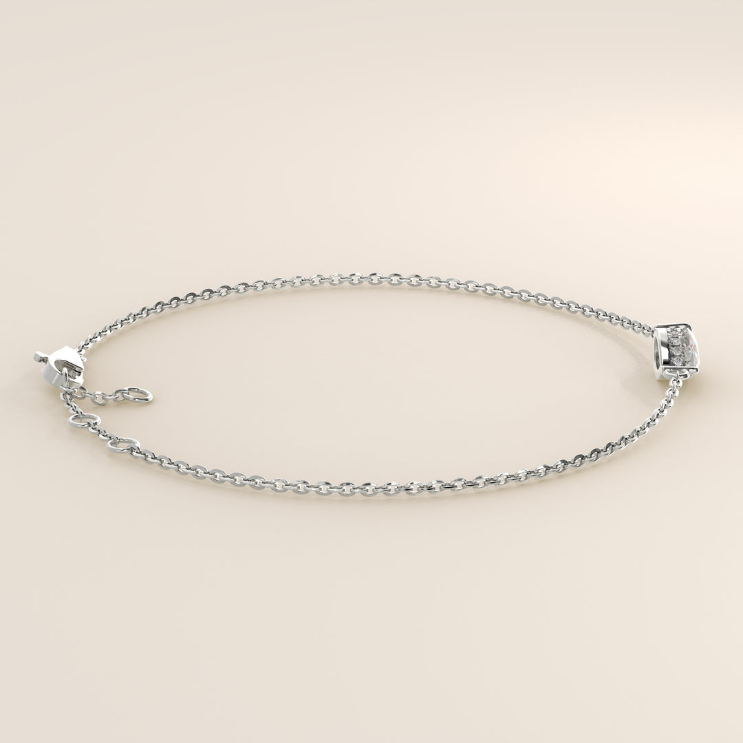 Gina - Pear East West Lab Grown Diamond Chain Bracelet with Hidden Halo