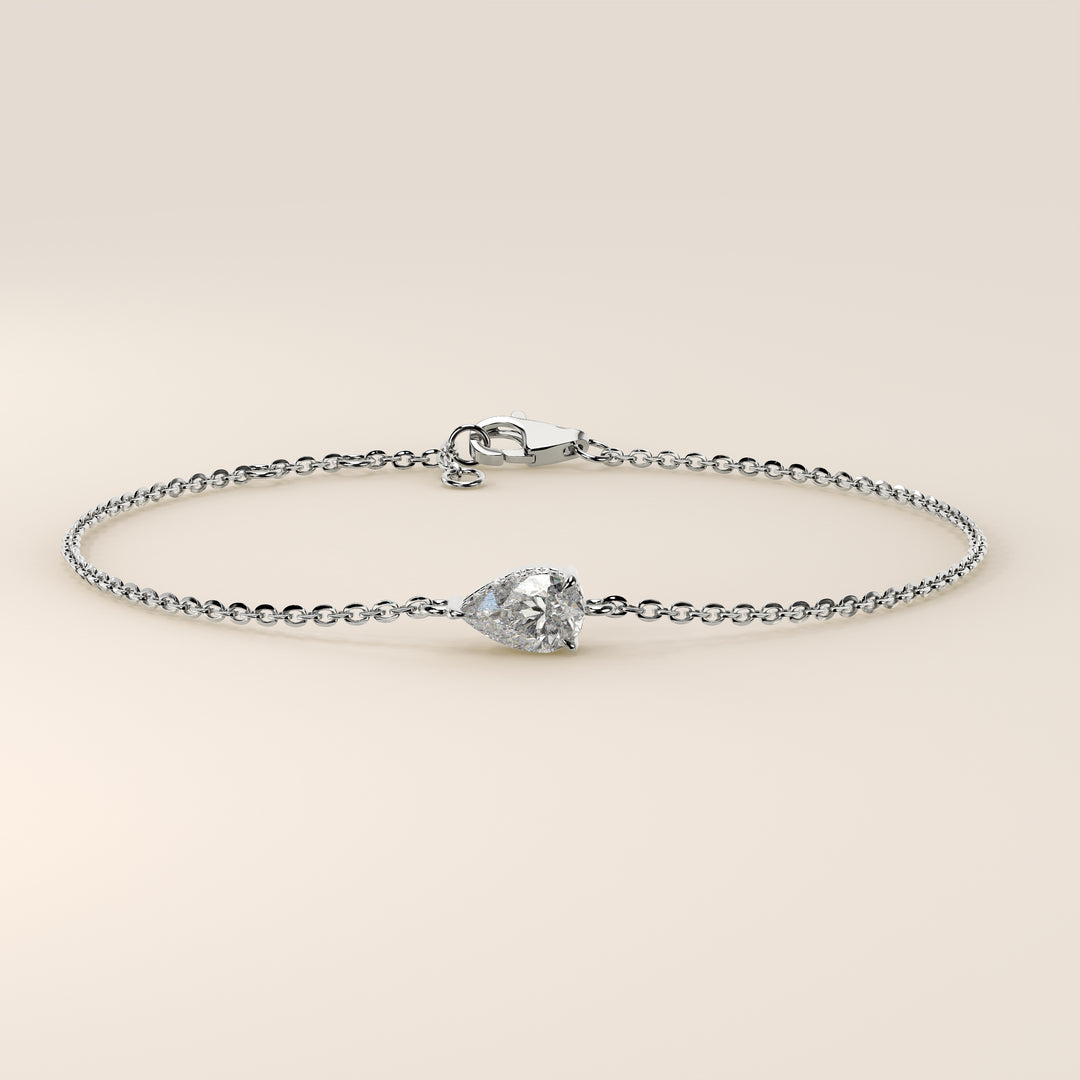 Gina - Pear East West Lab Grown Diamond Chain Bracelet with Hidden Halo