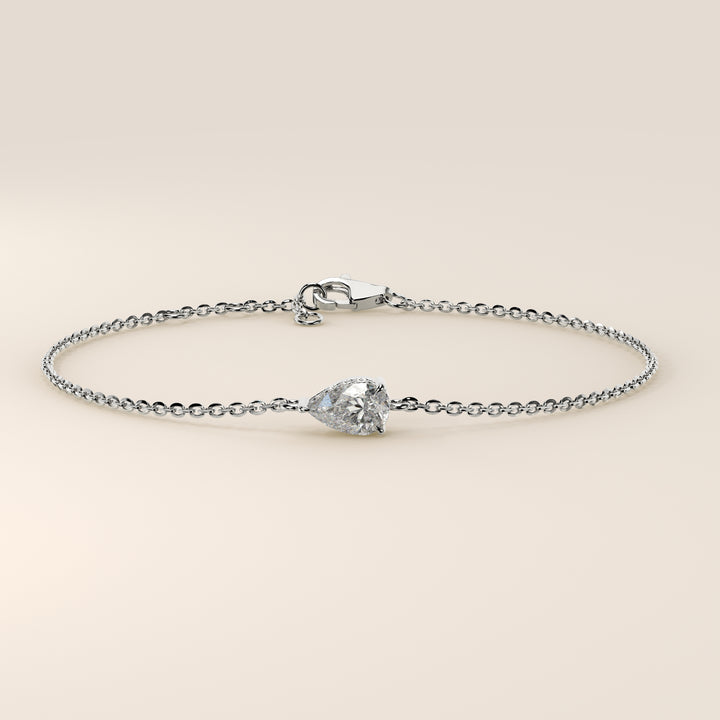 Gina - Pear East West Lab Grown Diamond Chain Bracelet with Hidden Halo