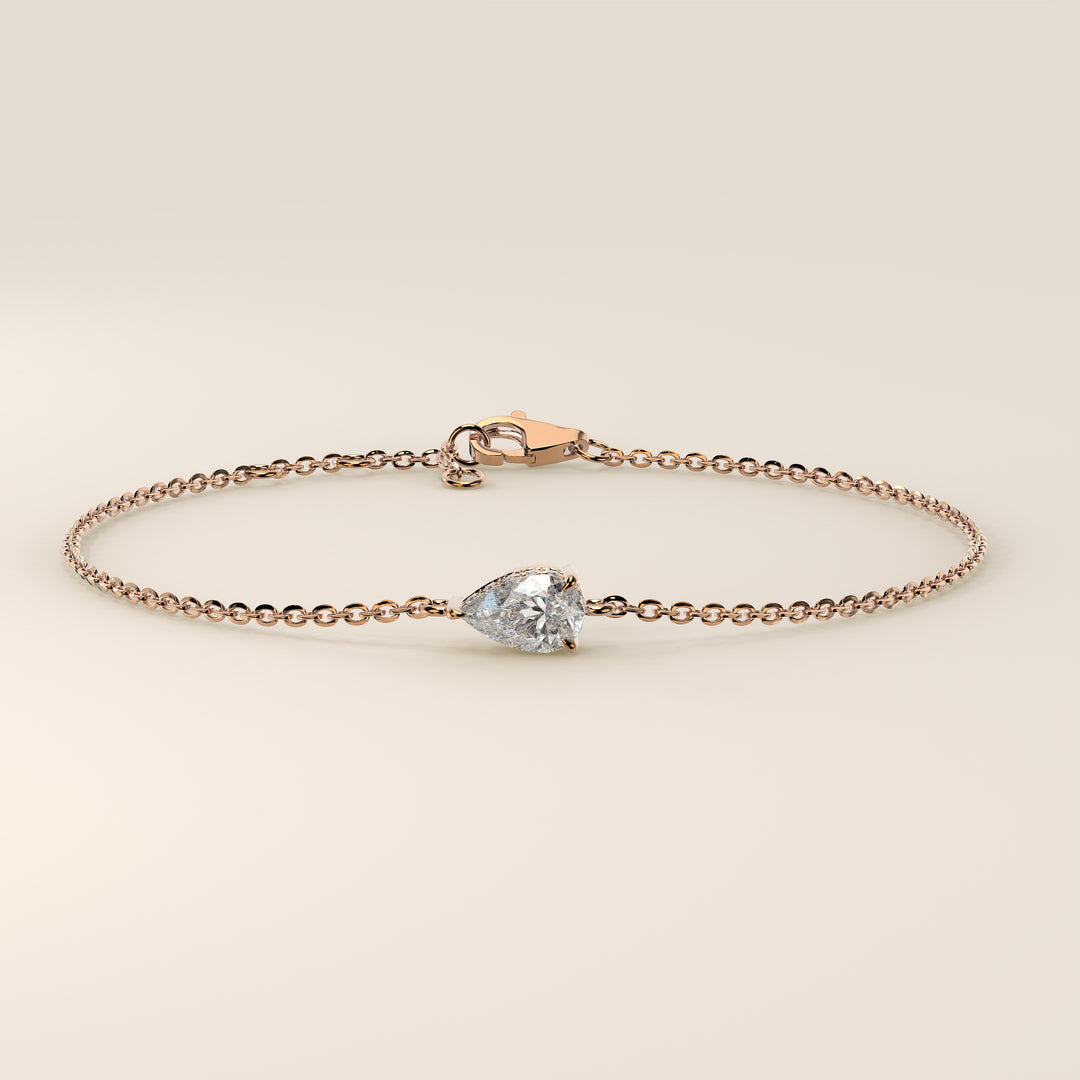 Gina - Pear East West Lab Grown Diamond Chain Bracelet with Hidden Halo