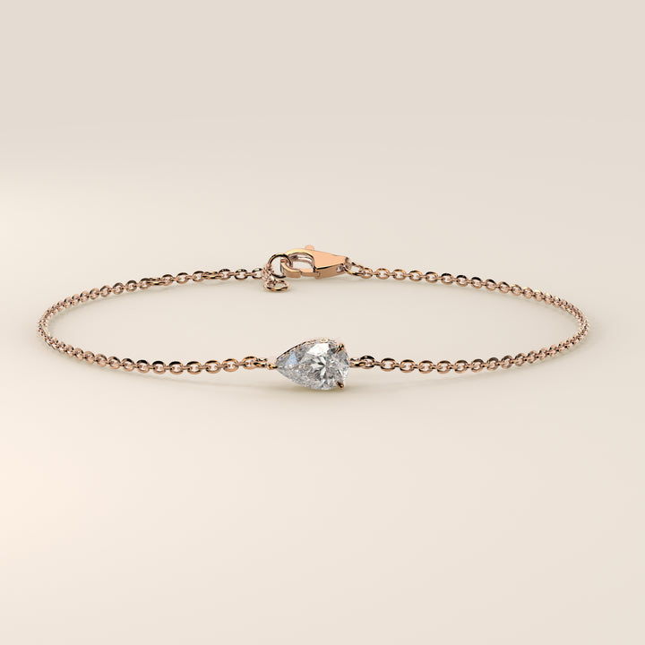 Gina - Pear East West Lab Grown Diamond Chain Bracelet with Hidden Halo