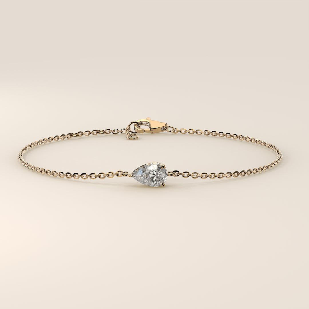 Gina - Pear East West Lab Grown Diamond Chain Bracelet with Hidden Halo