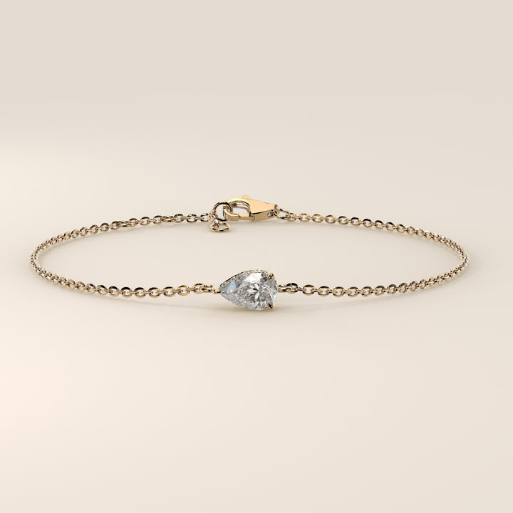 Gina - Pear East West Lab Grown Diamond Chain Bracelet with Hidden Halo