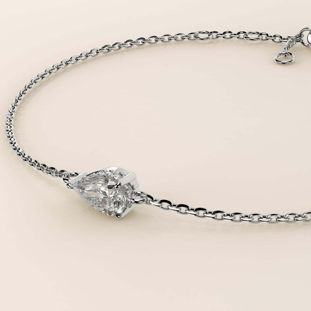 Gina - Pear East West Lab Grown Diamond Chain Bracelet with Hidden Halo