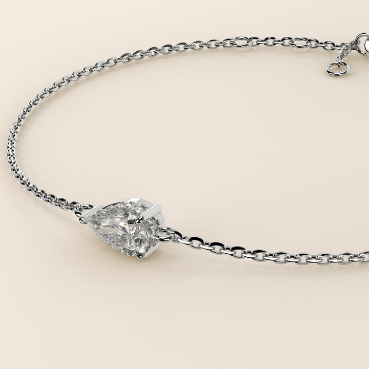 Gina - Pear East West Lab Grown Diamond Chain Bracelet with Hidden Halo