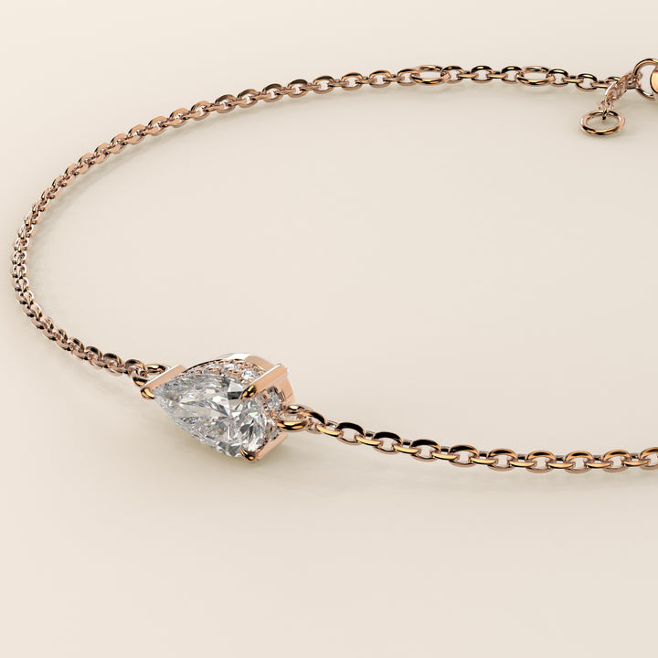 Gina - Pear East West Lab Grown Diamond Chain Bracelet with Hidden Halo