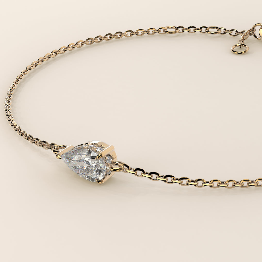 Gina - Pear East West Lab Grown Diamond Chain Bracelet with Hidden Halo