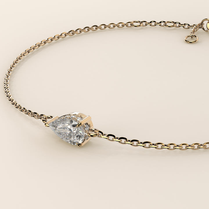 Gina - Pear East West Lab Grown Diamond Chain Bracelet with Hidden Halo