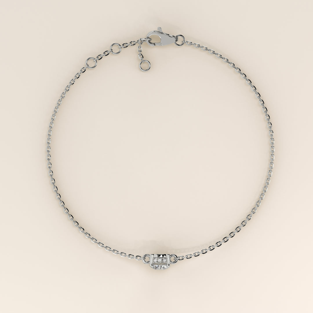 Gina - Round Lab Grown Diamond Chain Bracelet with Hidden Halo