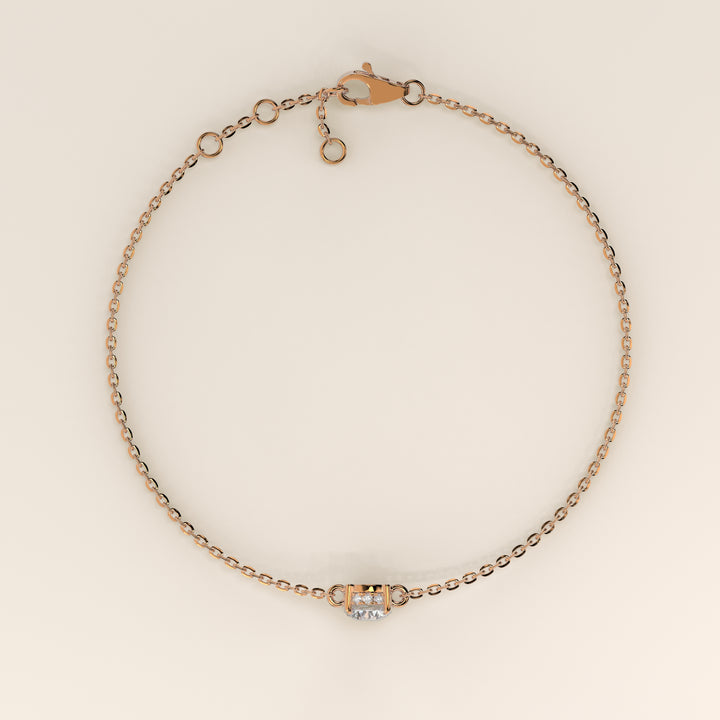 Gina - Round Lab Grown Diamond Chain Bracelet with Hidden Halo