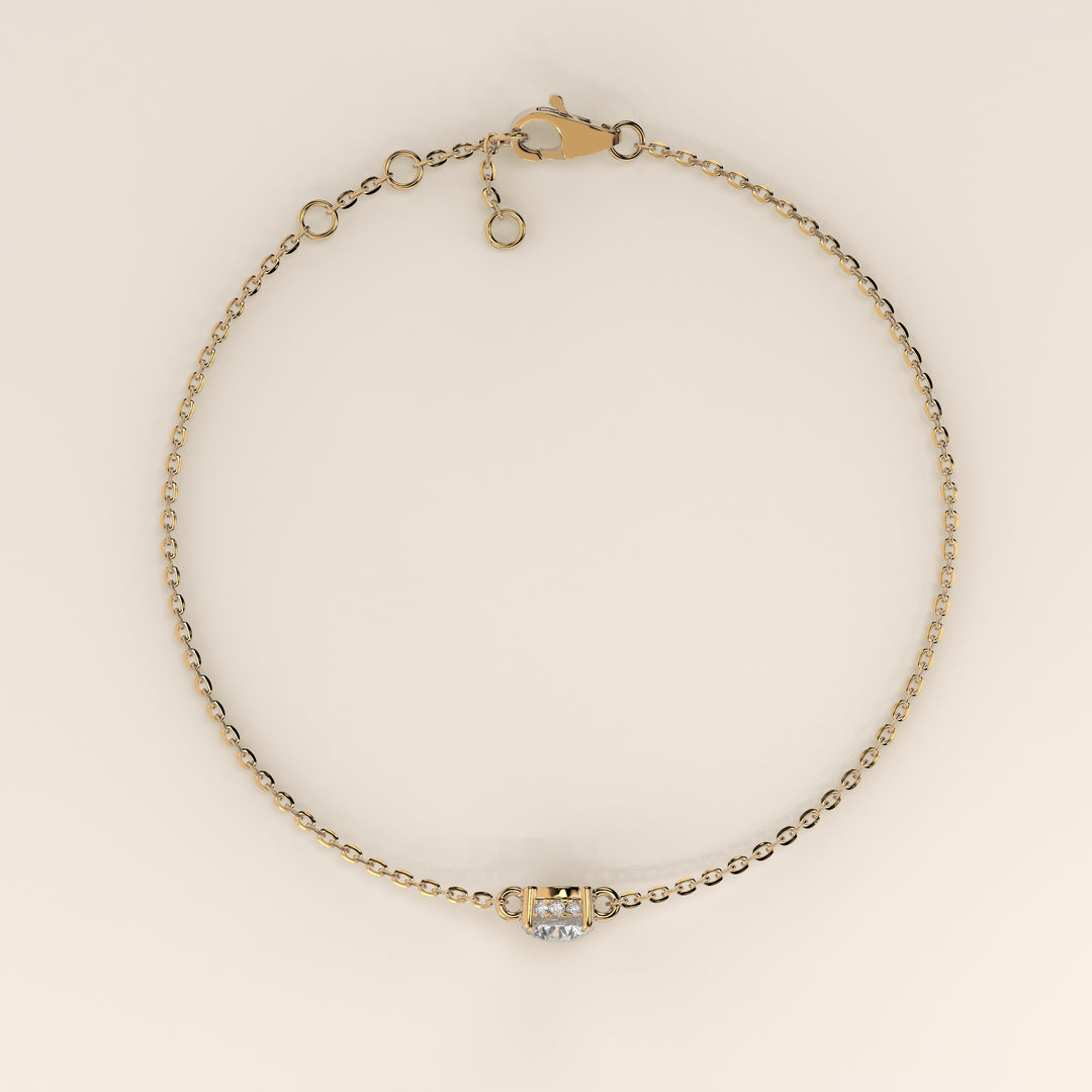 Gina - Round Lab Grown Diamond Chain Bracelet with Hidden Halo