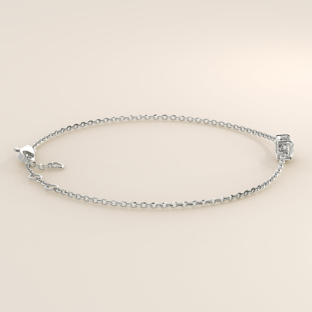 Gina - Round Lab Grown Diamond Chain Bracelet with Hidden Halo